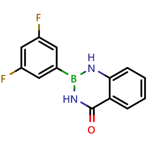 Chemical structure of 2-(3,5-Difluorophenyl)-2,3-dihydrobenzo[d][1,3,2]diazaborinin-4(1H)-one , CAS 2319686-59-2, AChemBlock AD290634