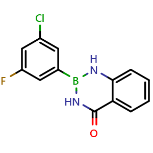 Chemical structure of 2-(3-Chloro-5-fluorophenyl)-2,3-dihydrobenzo[d][1,3,2]diazaborinin-4(1H)-one , CAS 2319688-43-0, AChemBlock AD290635