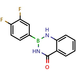 Chemical structure of 2-(3,4-Difluorophenyl)-2,3-dihydrobenzo[d][1,3,2]diazaborinin-4(1H)-one , CAS 2319688-17-8, AChemBlock AD290636