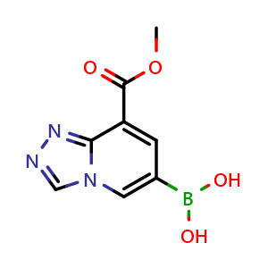 Chemical structure of (8-(Methoxycarbonyl)-[1,2,4]triazolo[4,3-a]pyridin-6-yl)boronic acid , CAS 2416948-57-5, AChemBlock AD290638