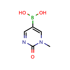 Chemical structure of (1-Methyl-2-oxo-1,2-dihydropyrimidin-5-yl)boronic acid , CAS 3027436-52-5, AChemBlock AD290639
