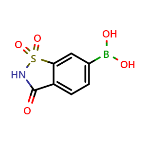 Chemical structure of (1,1-Dioxido-3-oxo-2,3-dihydrobenzo[d]isothiazol-6-yl)boronic acid , CAS 2818961-78-1, AChemBlock AD290643