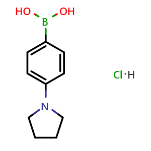 Chemical structure of 4-(1-Pyrrolidinyl)phenylboronic acid hydrochloride , CAS 1309982-59-9, AChemBlock AD290647