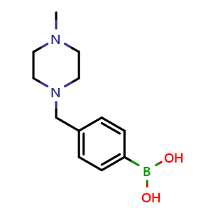 Chemical structure of 4-((4-methylpiperazin-1-yl)methyl)phenylboronic acid , CAS 763120-62-3, AChemBlock AD290648