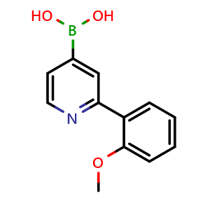 Chemical structure of (2-(2-Methoxyphenyl)pyridin-4-yl)boronic acid , CAS 2225176-21-4, AChemBlock AD290649