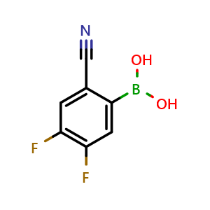 Chemical structure of (2-Cyano-4,5-difluorophenyl)boronic acid , CAS 2199440-55-4, AChemBlock AD290656