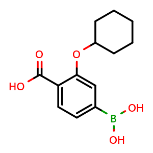 Chemical structure of 4-Carboxy-3-cyclohexyloxyphenylboronic acid , CAS 1045780-95-7, AChemBlock AD290657