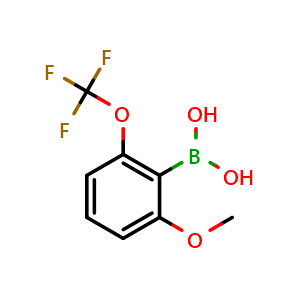 Chemical structure of (2-Methoxy-6-(trifluoromethoxy)phenyl)boronic acid , CAS 309977-92-2, AChemBlock AD290662