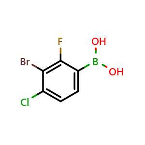 Chemical structure of 3-Bromo-4-chloro-2-fluorophenylboronic acid , CAS 1987879-74-2, AChemBlock AD290664