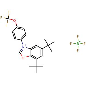 Chemical structure of 5,7-Di-tert-butyl-3-[4-(trifluoromethoxy)phenyl]benzo[d]oxazol-3-ium Tetrafluoroborate , CAS 2750161-90-9, AChemBlock AD290669