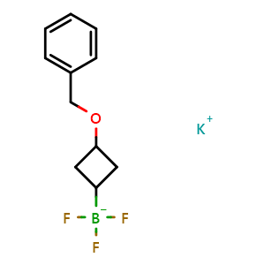 Chemical structure of potassium (3-benzyloxycyclobutyl)-trifluoro-boranuide , CAS 3046150-16-4, AChemBlock AD290672