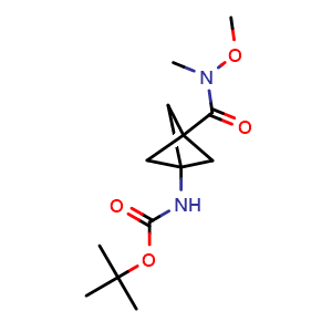 Chemical structure of 3-(Boc-amino)-N-methoxy-N-methylbicyclo[1.1.1]pentane-1-carboxamide , CAS 2326563-68-0, AChemBlock AD290688