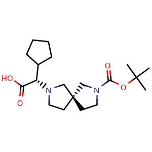 Chemical structure of (S)-2-[(S)-7-Boc-2,7-diazaspiro[4.4]nonan-2-yl]-2-cyclopentylacetic acid , CAS 2865128-45-4, AChemBlock AD290696