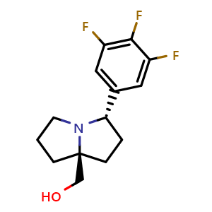 Chemical structure of trans-7a-(Hydroxymethyl)-3-(3,4,5-trifluorophenyl)hexahydro-1H-pyrrolizine , CAS 3065882-34-7, AChemBlock AD290702