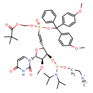 Chemical structure of 5'-vinyl phosphonate, 2'-OMe-U Customized-3 , AChemBlock AD290703