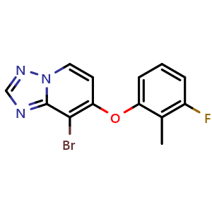 Chemical structure of 8-Bromo-7-[(3-fluoro-2-methylphenyl)oxy][1,2,4]triazolo[1,5-a]pyridine , AChemBlock AD290707