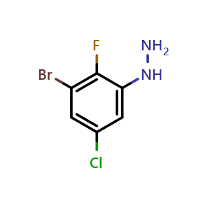 Chemical structure of (3-Bromo-5-chloro-2-fluorophenyl)hydrazine , AChemBlock AD290711