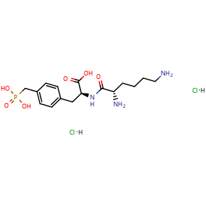 Chemical structure of (S)-2-[(S)-2,6-Diaminohexanamido]-3-[4-(phosphonomethyl)phenyl]propanoic acid dihydrochloride , AChemBlock AD290727