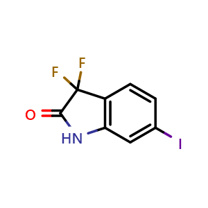 Chemical structure of 3,3-Difluoro-6-iodoindolin-2-one , AChemBlock AD290731
