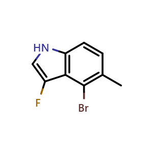 Chemical structure of 4-Bromo-3-fluoro-5-methylindole , AChemBlock AD290732