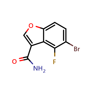 Chemical structure of 5-Bromo-4-fluorobenzofuran-3-carboxamide , AChemBlock AD290738