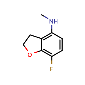 Chemical structure of 7-Fluoro-N-methyl-2,3-dihydrobenzofuran-4-amine , AChemBlock AD290742