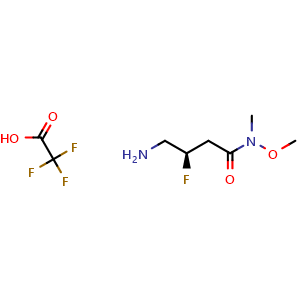 Chemical structure of (R)-4-Amino-3-fluoro-N-methoxy-N-methylbutanamide trifluoroacetate , AChemBlock AD290743