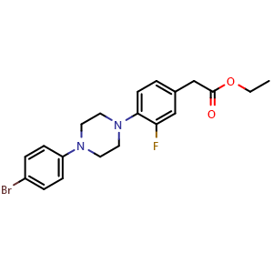 Chemical structure of Ethyl 2-[4-[4-(4-bromophenyl)piperazin-1-yl]-3-fluorophenyl]acetate , AChemBlock AD290751