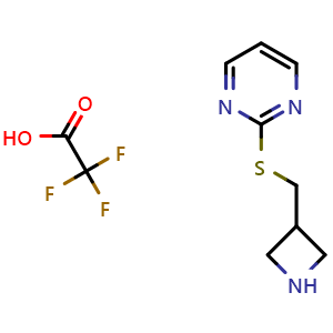 Chemical structure of 2-[(Azetidin-3-ylmethyl)thio]pyrimidine trifluoroacetate , AChemBlock AD290753