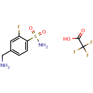 Chemical structure of 4-(Aminomethyl)-2-fluorobenzenesulfonamide trifluoroacetate , AChemBlock AD290756