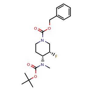 Chemical structure of cis-N-Boc-1-Cbz-3-fluoro-N-methylpiperidin-4-amine , AChemBlock AD290763