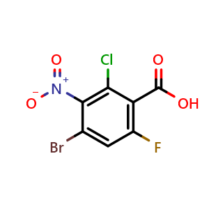 Chemical structure of 4-Bromo-2-chloro-6-fluoro-3-nitrobenzoic acid , AChemBlock AD290776
