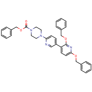 Chemical structure of 2,6-Bis(benzyloxy)-6'-(4-Cbz-piperazin-1-yl)-3,3'-bipyridine , AChemBlock AD290777