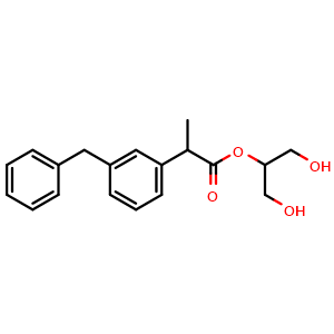Chemical structure of 1,3-Dihydroxypropan-2-yl 2-(3-Benzylphenyl)propanoate , AChemBlock AD290782