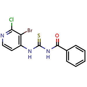 Chemical structure of N-[(3-Bromo-2-chloropyridin-4-yl)carbamothioyl]benzamide , AChemBlock AD290790