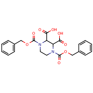 Chemical structure of 1,4-Di-Cbz-piperazine-2,3-dicarboxylic acid , AChemBlock AD290791