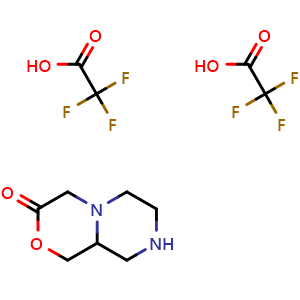 Chemical structure of Hexahydropyrazino[2,1-c][1,4]oxazin-3(4H)-one bis(trifluoroacetate) , AChemBlock AD290799