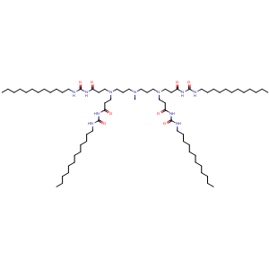 Chemical structure of 3,3’,3’’,3’’’-[[(Methylazanediyl)bis(propane-3,1-diyl)]bis(azanetriyl)]tetrakis[N-(dodecylcarbamoyl)propanamide] , AChemBlock AD290804