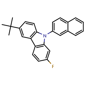 Chemical structure of 6-(tert-Butyl)-2-fluoro-9-(naphthalen-2-yl)-9H-carbazole , AChemBlock AD290806