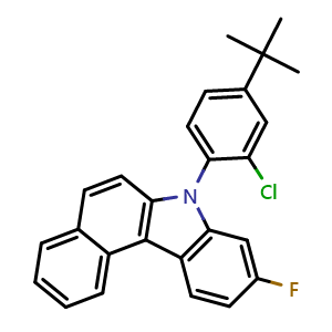 Chemical structure of 7-[4-(tert-Butyl)-2-chlorophenyl]-9-fluoro-7H-benzo[c]carbazole , AChemBlock AD290807