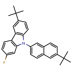 Chemical structure of 6-(tert-Butyl)-9-[6-(tert-butyl)naphthalen-2-yl]-2-fluoro-9H-carbazole , AChemBlock AD290808
