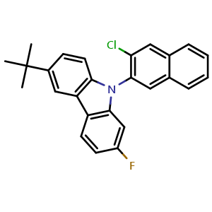 Chemical structure of 6-(tert-Butyl)-9-(3-chloronaphthalen-2-yl)-2-fluoro-9H-carbazole , AChemBlock AD290809