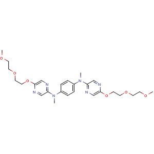 Chemical structure of N1,N4-Bis[5-[2-(2-methoxyethoxy)ethoxy]pyrazin-2-yl]-N1,N4-dimethylbenzene-1,4-diamine , AChemBlock AD290823