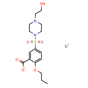 Chemical structure of Lithium 5-[[4-(2-hydroxyethyl)-1-piperazinyl]sulfonyl]-2-propoxybenzoate , AChemBlock AD290824