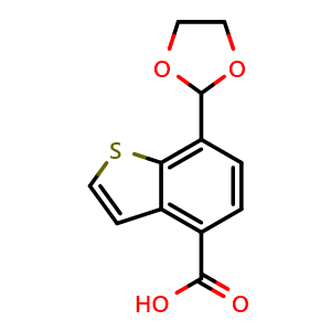 Chemical structure of 7-(1,3-Dioxolan-2-yl)benzo[b]thiophene-4-carboxylic acid , AChemBlock AD290828