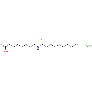 Chemical structure of 8-(8-Aminooctanamido)octanoic acid hydrochloride , AChemBlock AD290829
