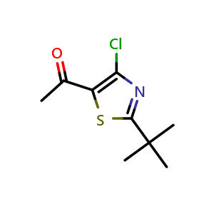 Chemical structure of 1-[2-(tert-Butyl)-4-chlorothiazol-5-yl]ethanone , AChemBlock AD290837