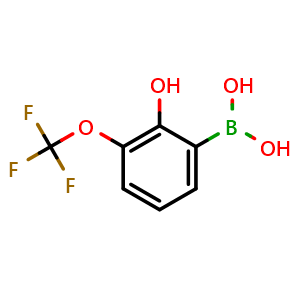 Chemical structure of 2-Hydroxy-3-(trifluoromethoxy)phenylboronic acid , AChemBlock AD290844