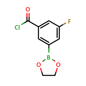 Chemical structure of 3-(1,3,2-Dioxaborolan-2-yl)-5-fluorobenzoyl chloride , AChemBlock AD290850