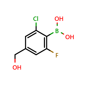 Chemical structure of 2-Chloro-6-fluoro-4-(hydroxymethyl)phenylboronic acid , AChemBlock AD290856